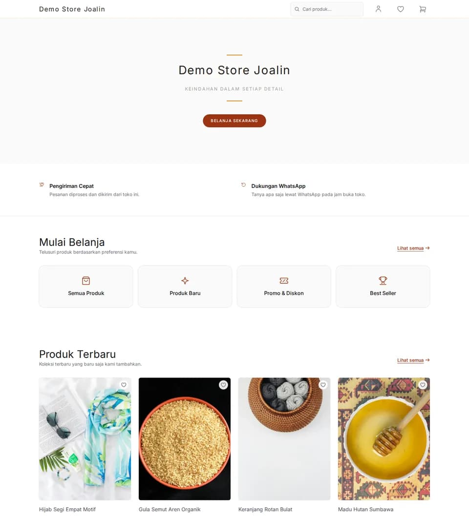 Toko demo Joalin dengan template Elegan
