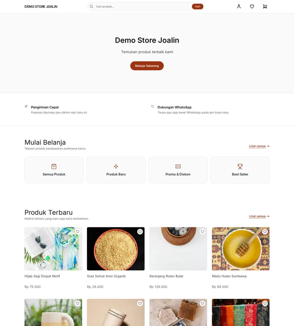Toko demo Joalin dengan template Modern
